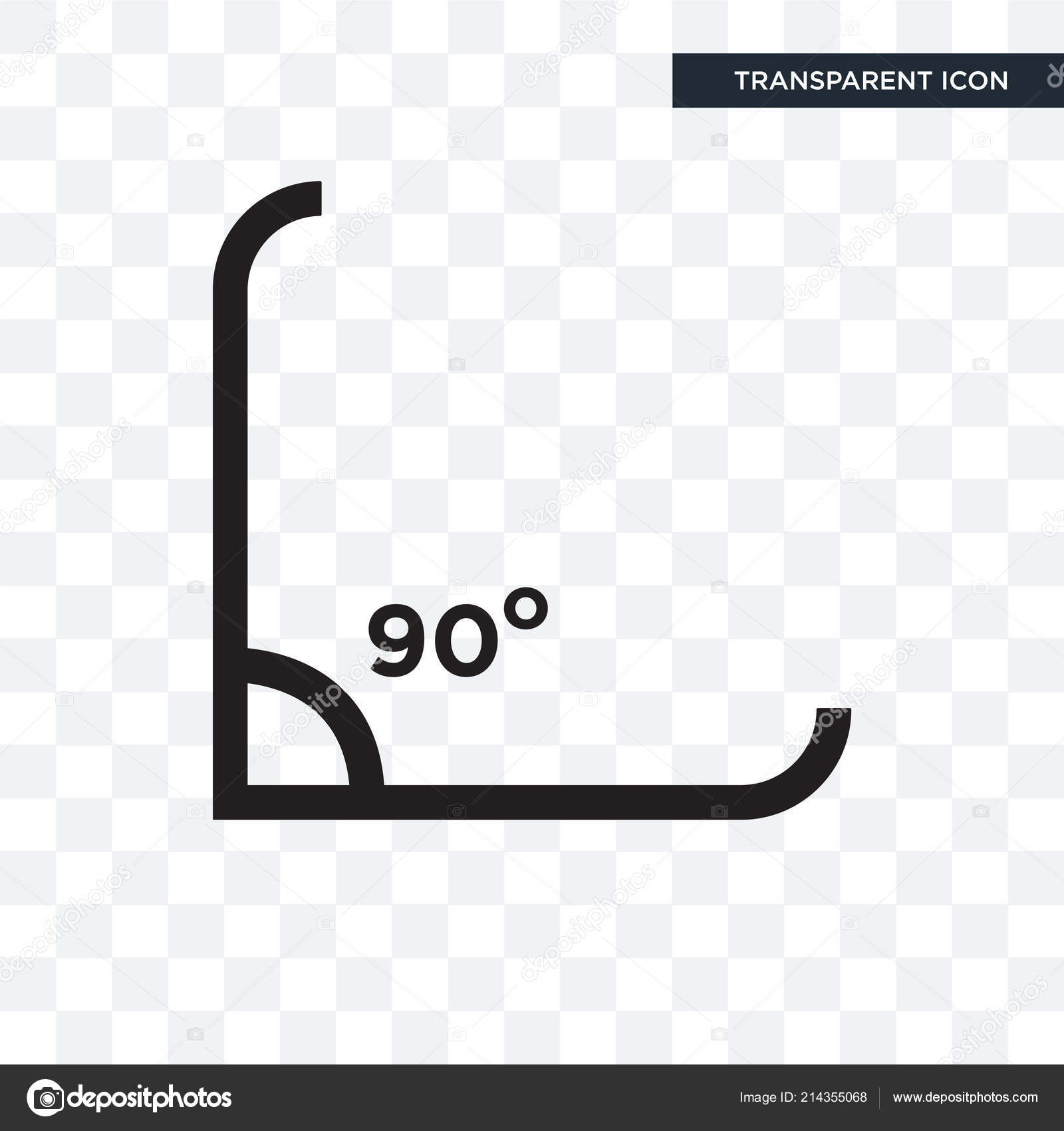 Ângulo direito do ícone do vetor de 90 graus isolado em ba