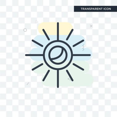 Saydam arka plan üzerinde güneş logosu des izole güneş vektör simgesi