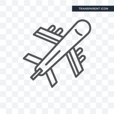 Saydam arka plan üzerinde izole uçan uçak vektör simgesi, 