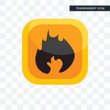 saydam arka plan üzerinde flamma izole yanıcı vektör simgesi