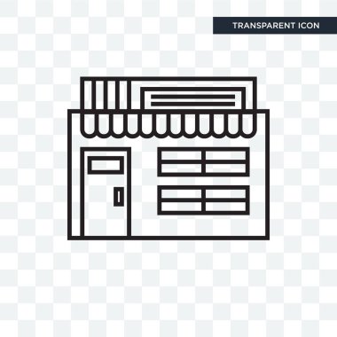 Saydam arka plan üzerinde dükkanı logosu d izole dükkanı vektör simgesi