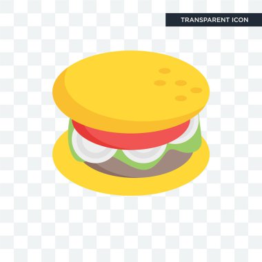 Saydam arka plan üzerinde Burger lo izole Burger vektör simgesi