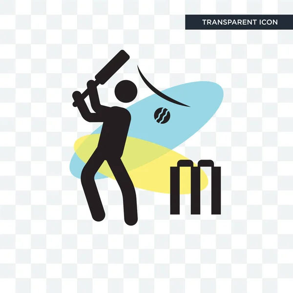 Cricket speler met vleermuis vector pictogram geïsoleerd op transparante achterkant — Stockvector