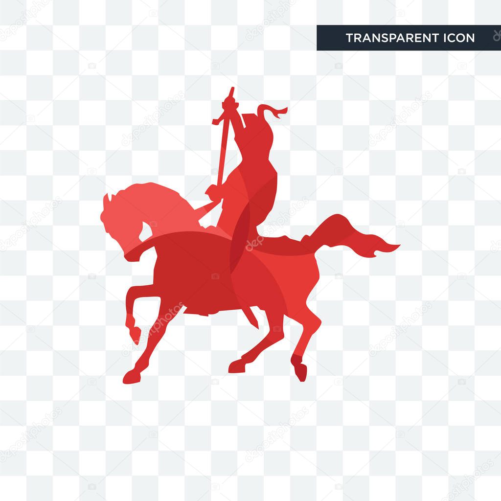 Knight on horseback vector icon isolated on transparent background, knight on horseback logo concept