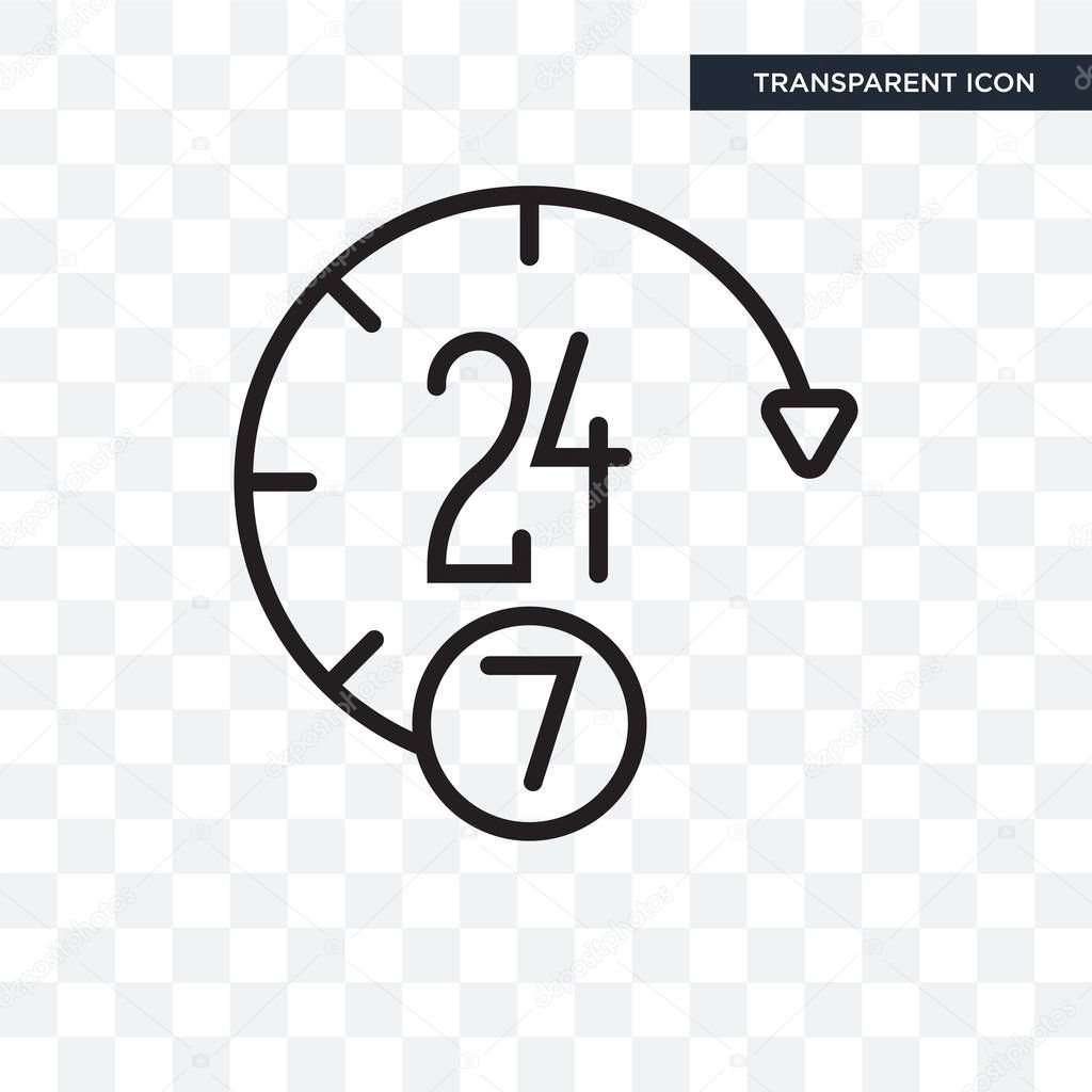 24 hours vector icon isolated on transparent background, 24 hours logo concept