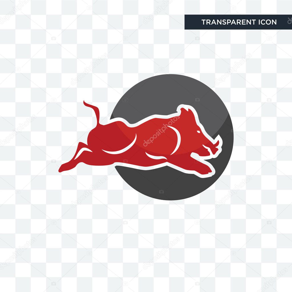 Wild hog vector icon isolated on transparent background, wild hog logo concept