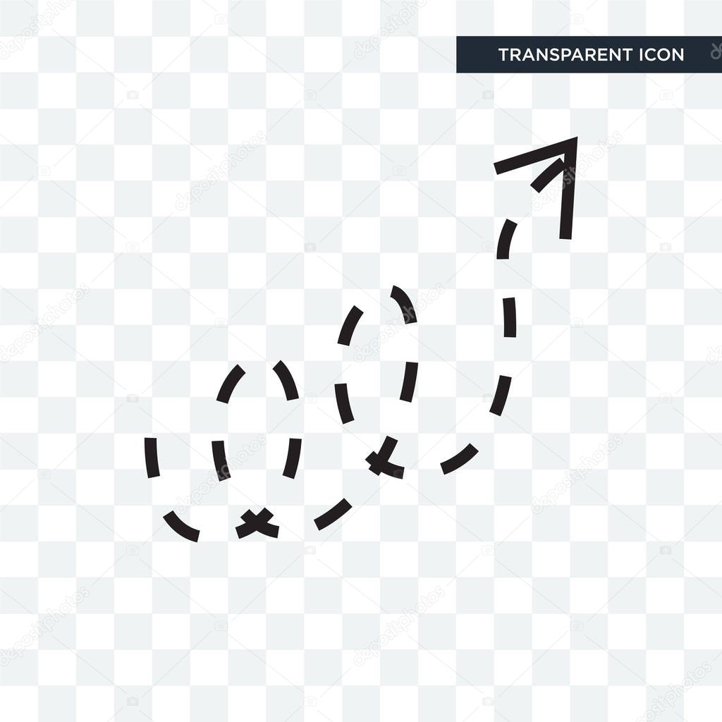 Curly dotted arrow vector icon isolated on transparent background, Curly dotted arrow logo concept