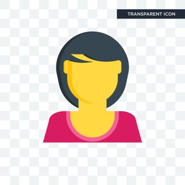 Saydam arka plan üzerinde kadın logo izole kadın vektör simgesi