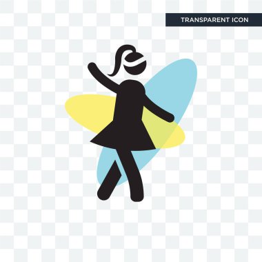 Kız vektör simge şeffaf arka plan üzerinde gır izole yürüyüş