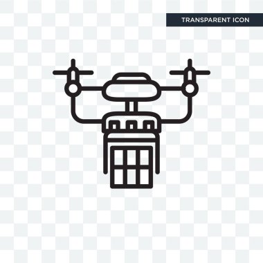 Saydam arka plan üzerinde dron logo tasarımı izole dron vektör simgesi