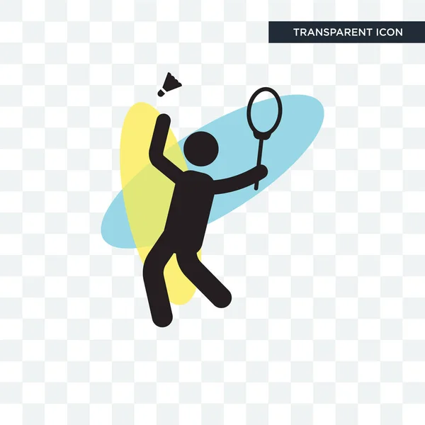 Badminton vektör simgesi üzerinde şeffaf backgr izole çalmaya adam — Stok Vektör