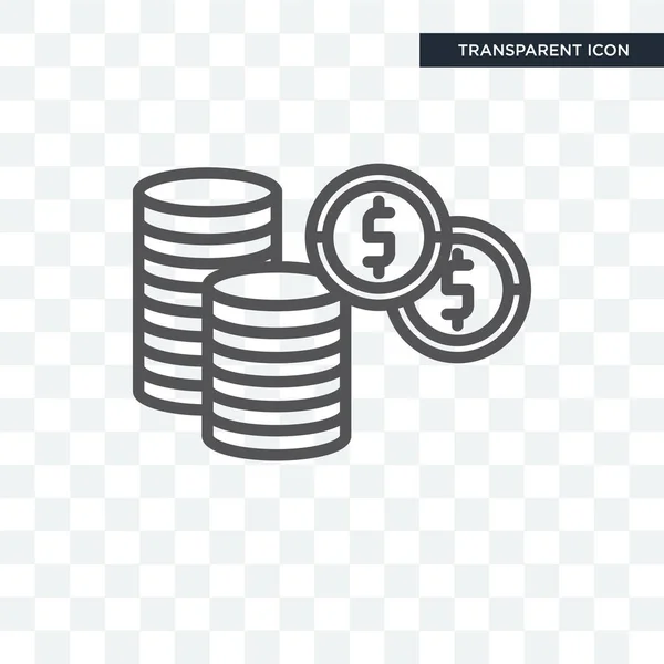 Dollar Coins Stack vector icon isolated on transparent backgroun — Stock Vector