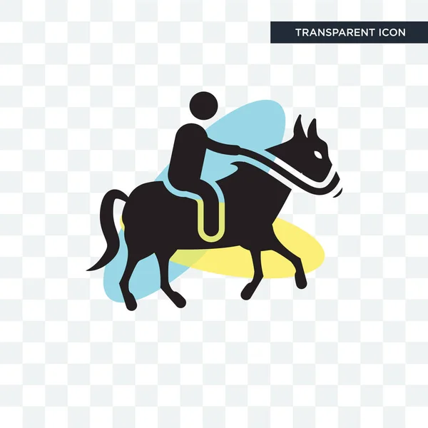 Man riding a horse vector icon isolated on transparent backgroun — Stock Vector