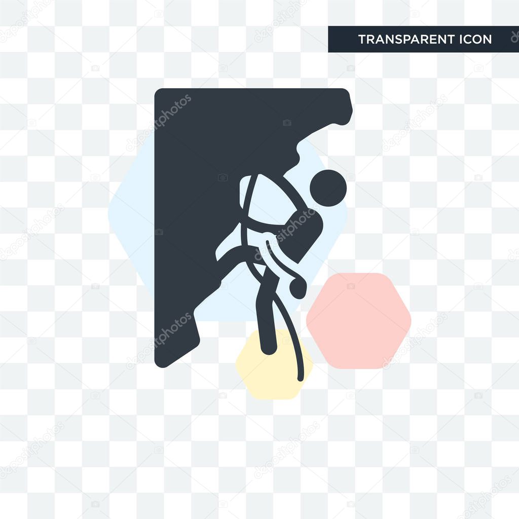 Climbing vector icon isolated on transparent background, Climbin