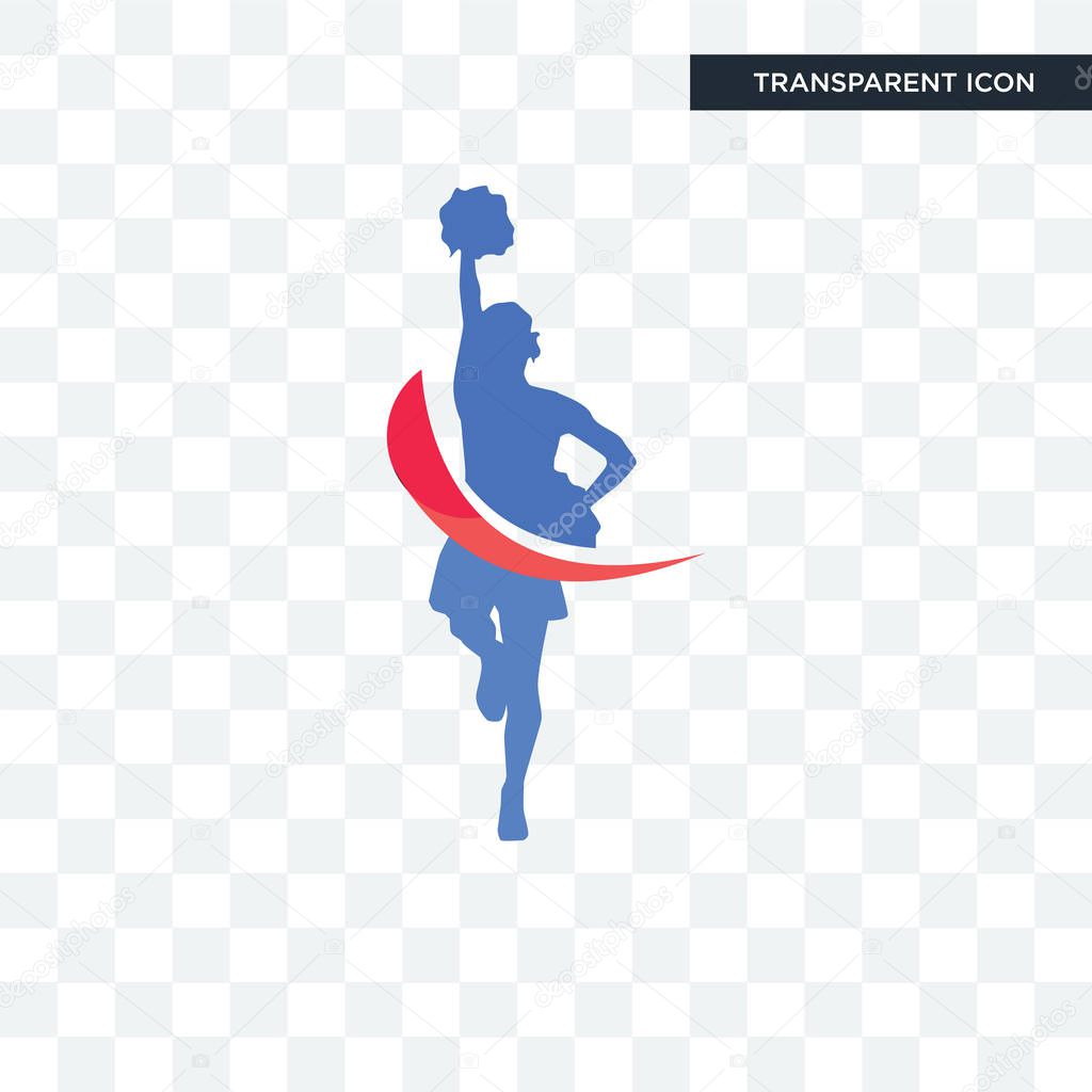 Cheerleader vector icon isolated on transparent background, cheerleader logo concept