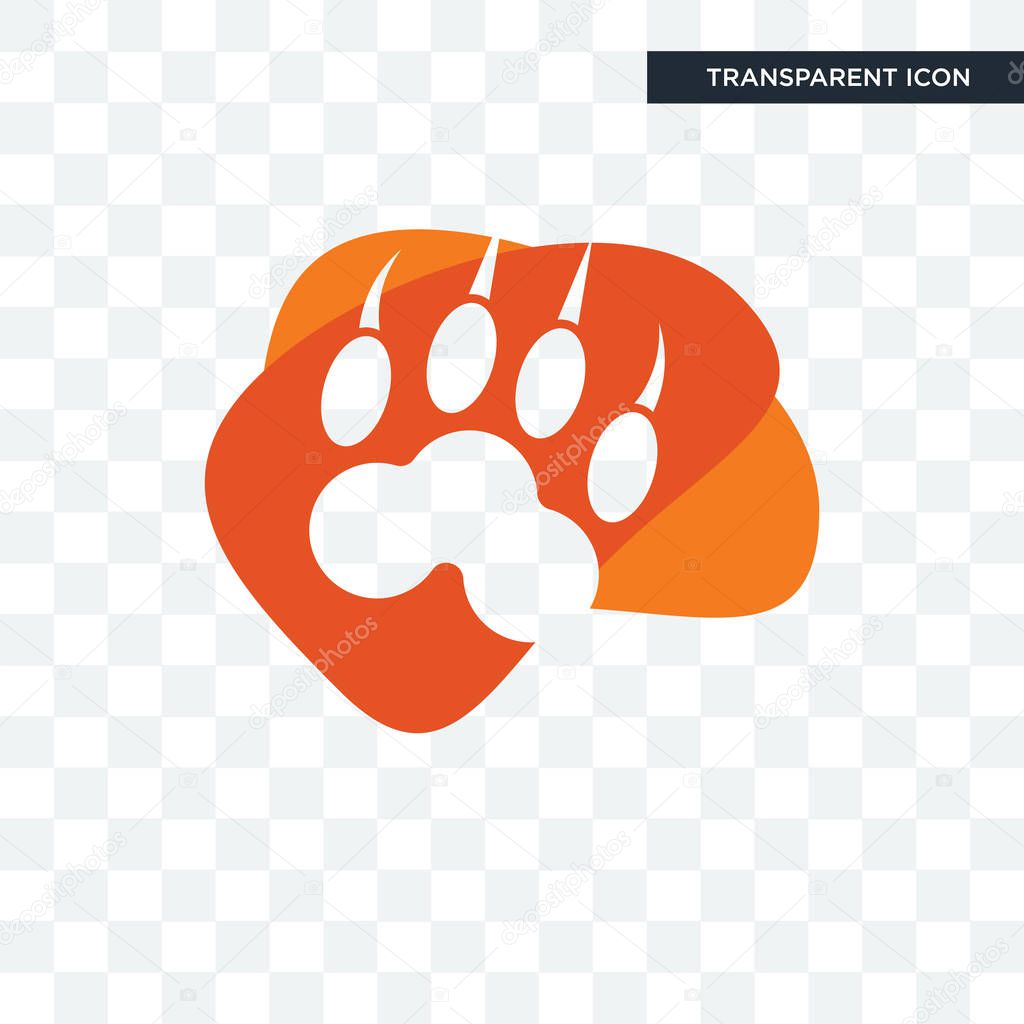 Lion paw vector icon isolated on transparent background, lion paw logo concept