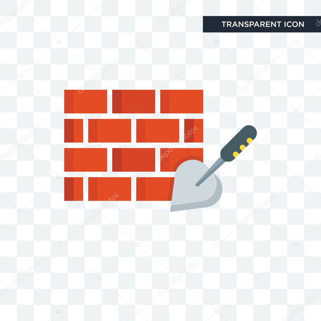Brick wall vector icon isolated on transparent background, Brick