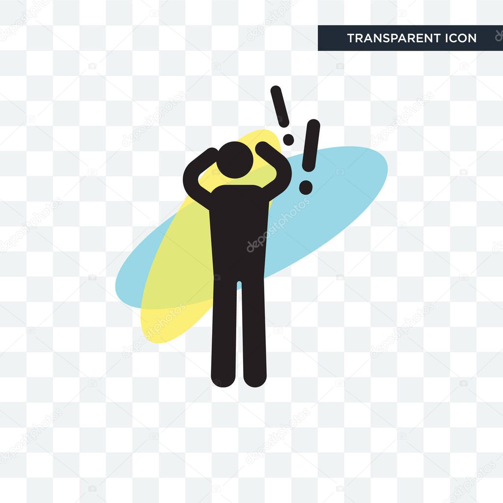Surprised man vector icon isolated on transparent background, Surprised man logo concept
