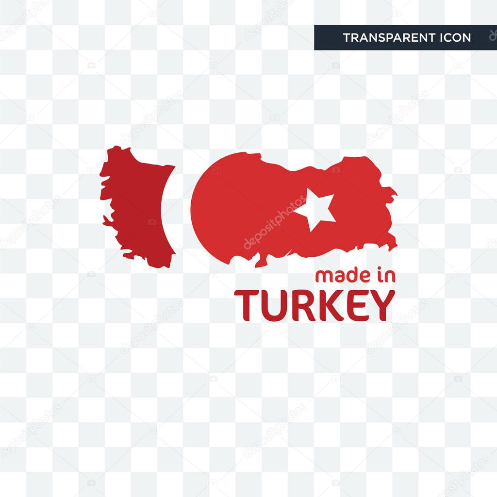 Made in turkey vector icon isolated on transparent background, made in turkey logo concept