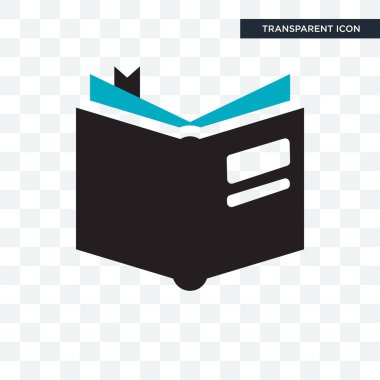 Saydam arka plan üzerinde kitap logo d izole kitap vektör simgesi