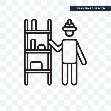 Saydam arka plan üzerinde işçi lo izole alt vektör simgesi