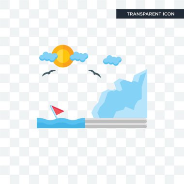 Saydam arka plan üzerinde sahil logo izole sahil vektör simgesi