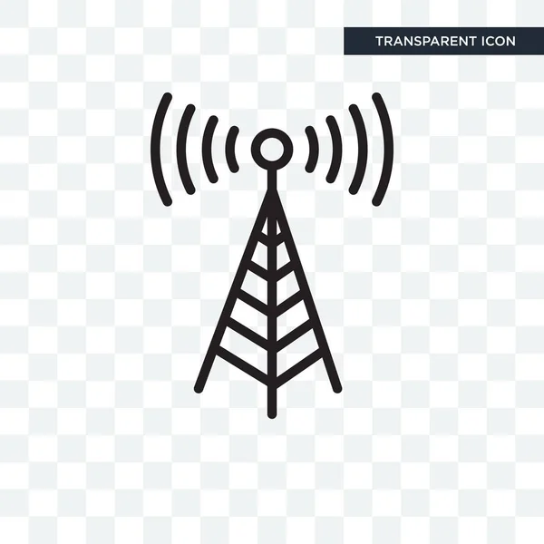 Transmission tower vector icon isolated on transparent backgroun — Stock Vector