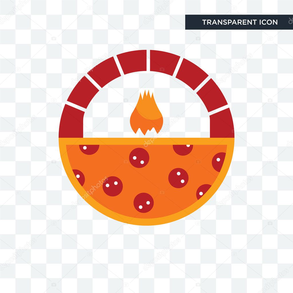 Brick oven pizza vector icon isolated on transparent background, brick oven pizza logo concept