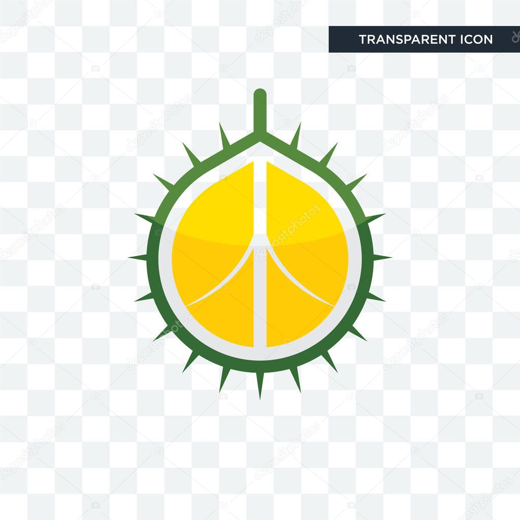 Durian vector icon isolated on transparent background, durian logo concept