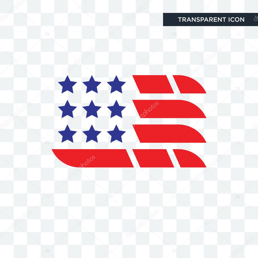 American flag vector icon isolated on transparent background, american flag logo concept