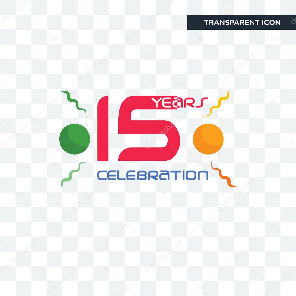 15 years celebration vector icon isolated on transparent backgro