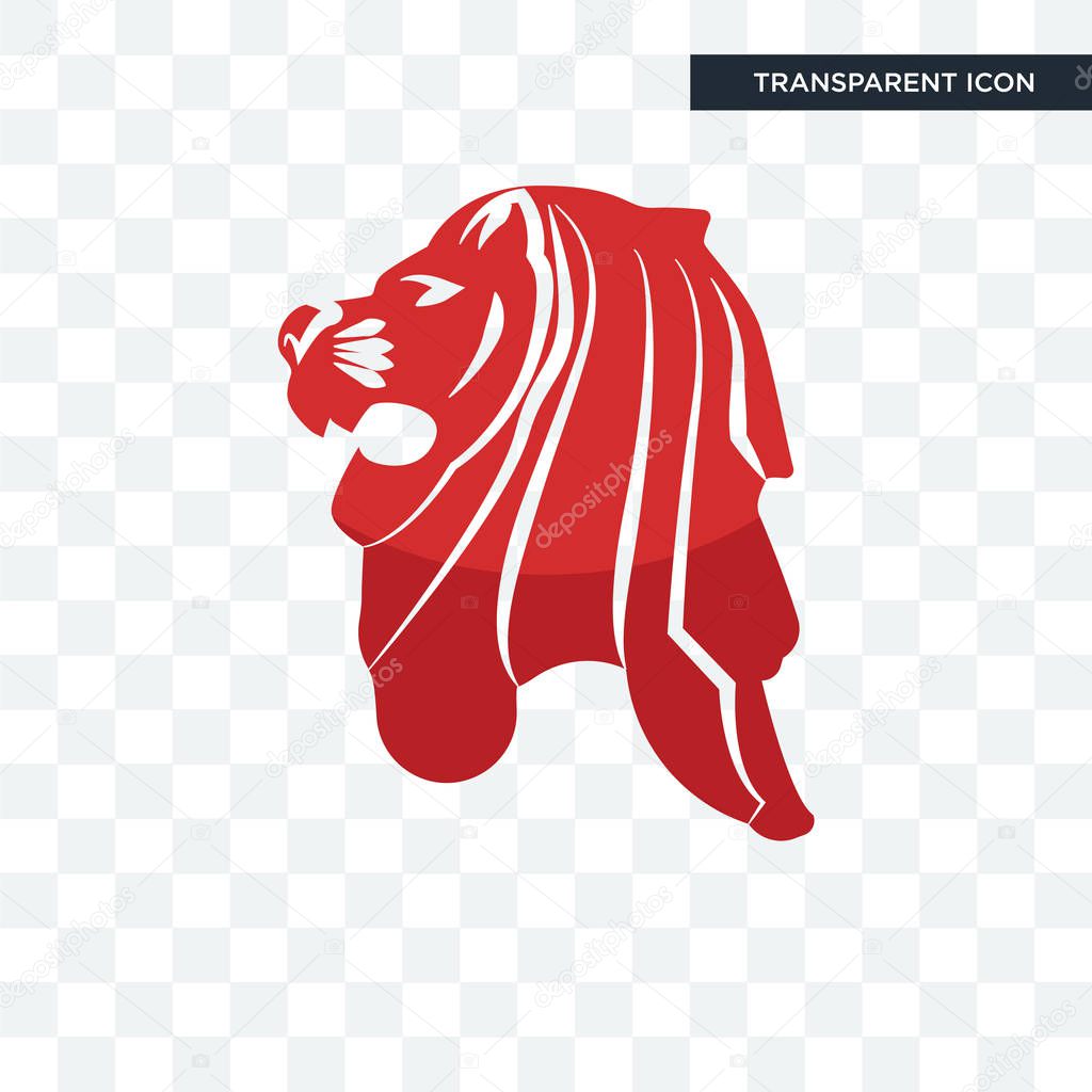 Singapore lion vector icon isolated on transparent background, singapore lion logo concept