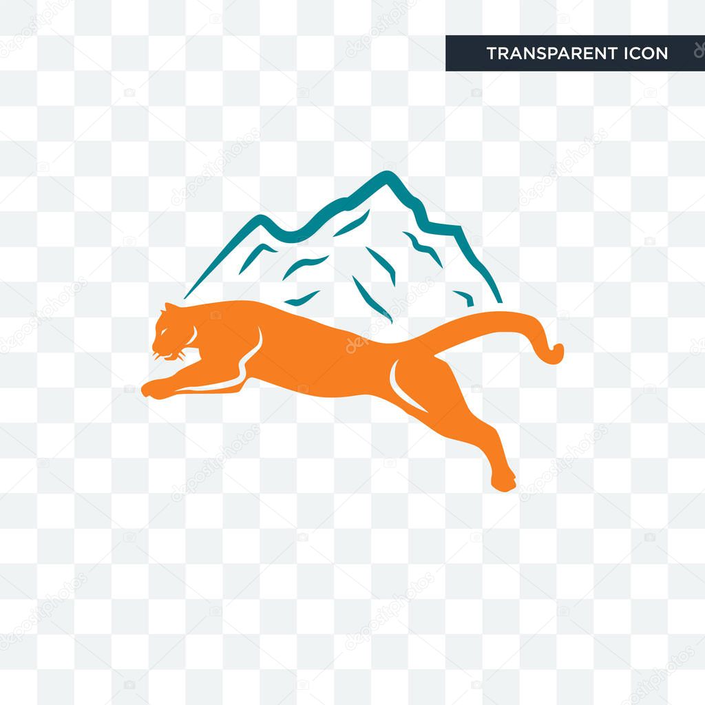 Mountain lion vector icon isolated on transparent background, mountain lion logo concept