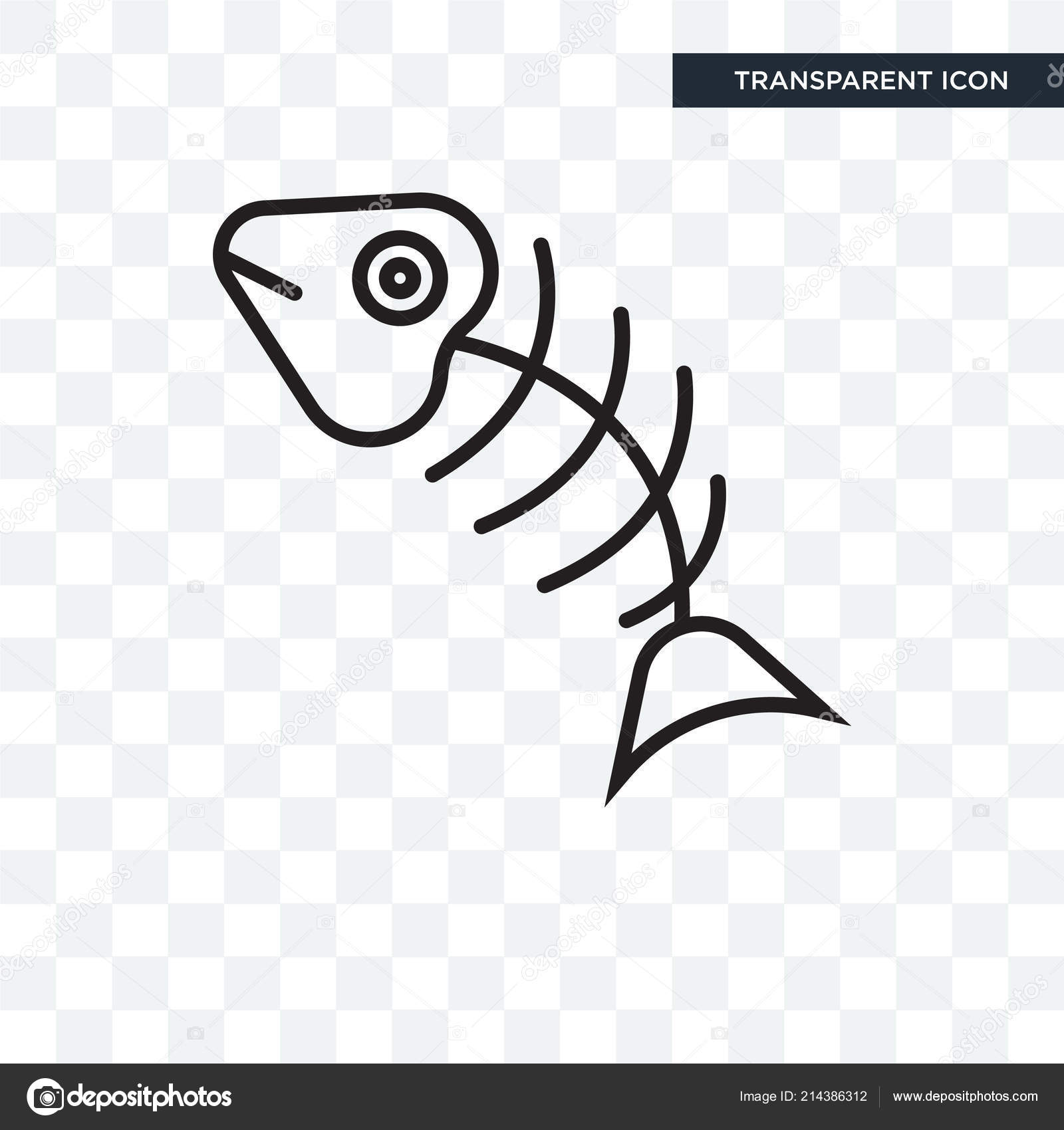 Fish bones vector icon isolated on transparent background, Fish
