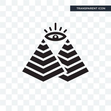 Saydam arka plan üzerinde piramit izole piramit vektör simgesi 