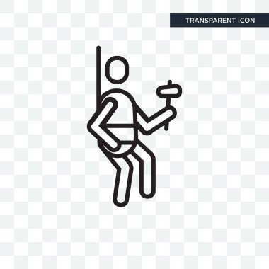 Saydam arka plan üzerinde tırmanıcı izole dağcı vektör simgesi 