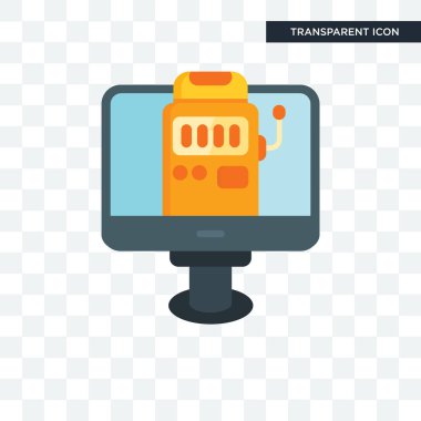 Saydam arka plan üzerinde Slo izole slot makinesidir vektör simgesi