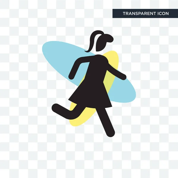 Chica corriendo icono vectorial aislado sobre fondo transparente, Gir — Vector de stock