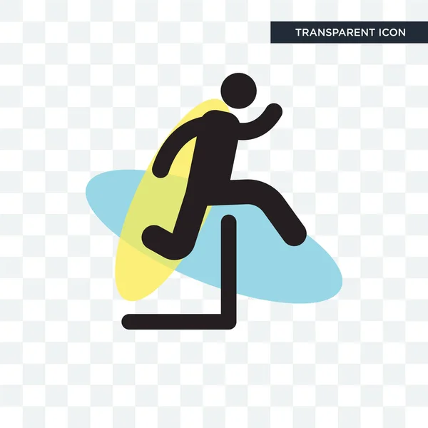 Homme sautant une icône vectorielle d'obstacle isolé sur le dos transparent — Image vectorielle