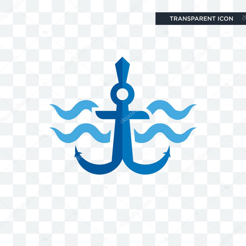 Navy anchor vector icon isolated on transparent background, navy anchor logo concept