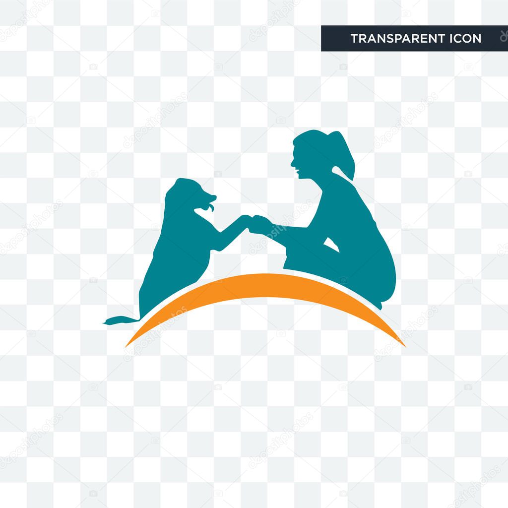 Dog training vector icon isolated on transparent background, dog training logo concept