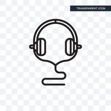 Saydam arka plan üzerinde kulaklık logo tasarımı izole kulaklık vektör simgesi