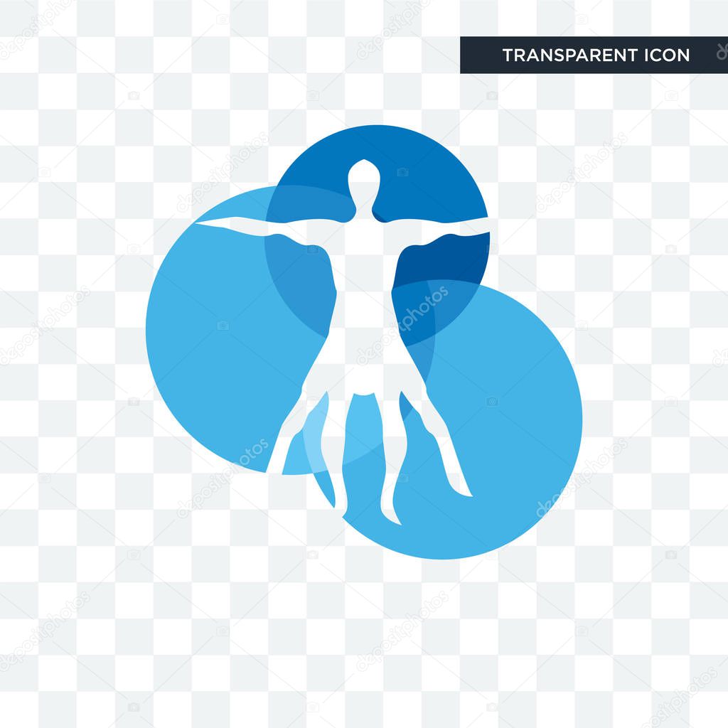 Vitruvian man vector icon isolated on transparent background, vitruvian man logo concept