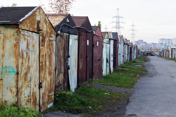 Auto Der Garage Vor Dem Winter Parken Petersburg Russland Herbst — Stockfoto