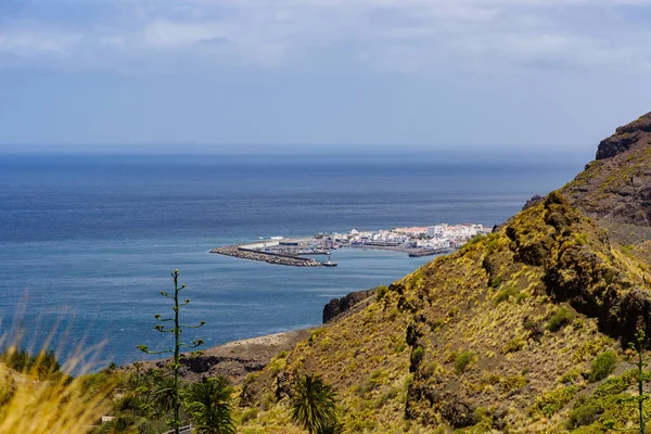 Blick Auf Den Hafen Von Agaete Gran Canaria Kanarische Inseln lizenzfreie Stockbilder