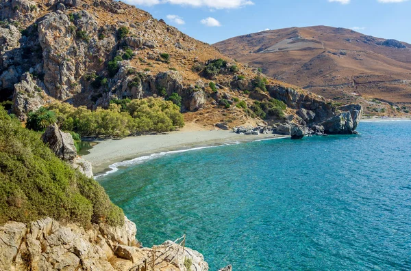 Переглянути Галина Preveli Пляж Крит Греція — стокове фото