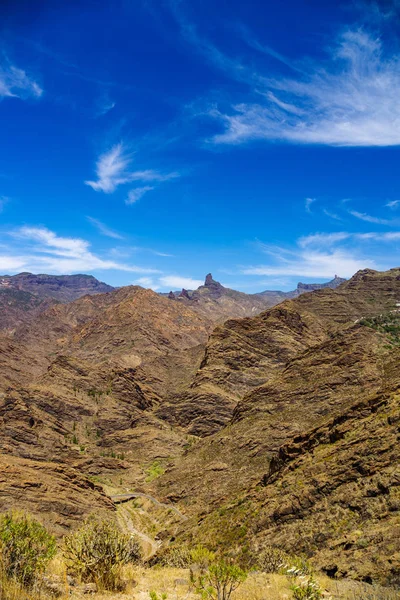 Blick Über Die Berge Gran Canarias Mit Roque Nublo Und — Stockfoto