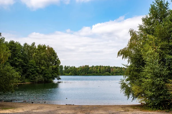 Vista Sobre Lago Con Patos Día Soleado Bottrop Alemania —  Fotos de Stock