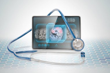 Beyin aktivitesi tarama tıbbi tablet üzerinde görüntülenen
