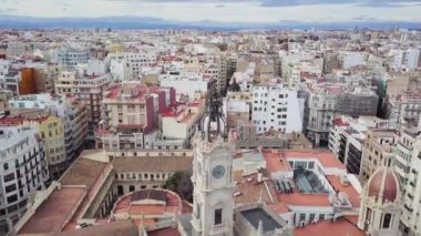 İspanya, Valencia Hava silah, kuş-göz görüş-kırmızı çatılar, yollar ve meydanlar